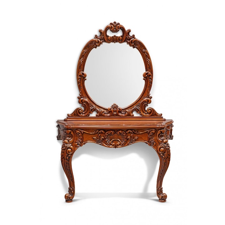 Masuta Consola Cu Oglinda, Lemn Masiv - Cleopatra Lux