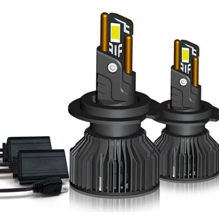 Set 2 becuri auto LED H7 T55 mini, 180W, 12V, Canbus, 60mm, fara eroare, 23000Lm, 6000K, +400%, BZRSH