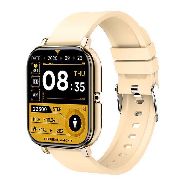 Ceas Smartwatch pentru barbati sau fete, H 10, Multifunctional 1.4inch, de culoare crem