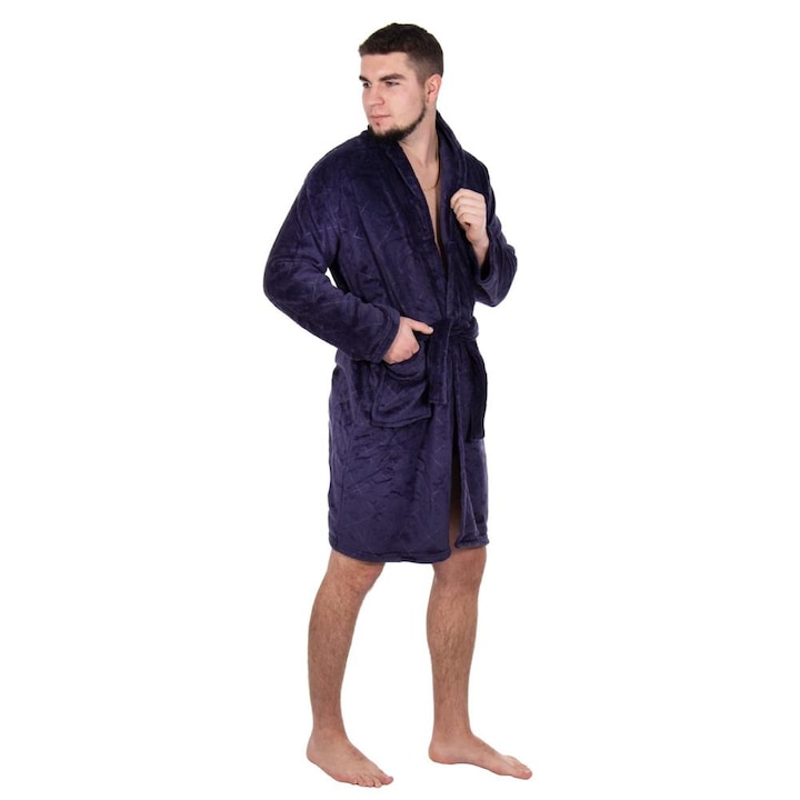 Мъжки халат с дължина до коляното, размер L/XL, лилав