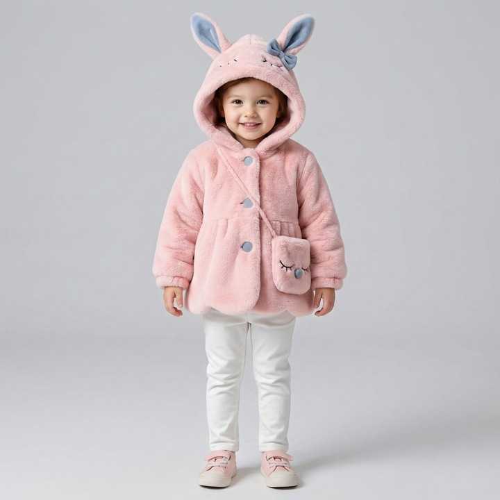 Geaca Din Blana Roz Cu Poseta Sonia, 3-4 ani