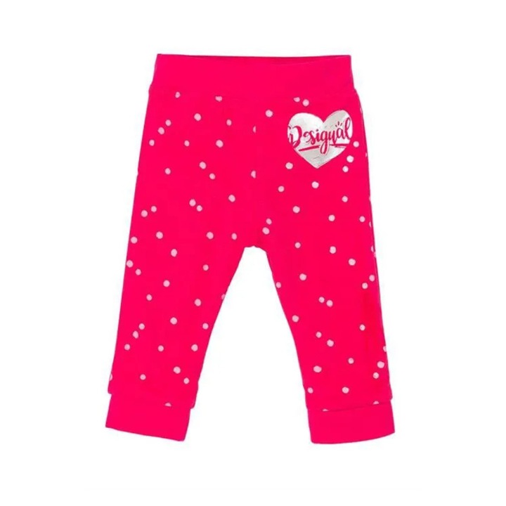 Pantaloni bebelusi, DESIGUAL, Bumbac, Cu 2 fete, Roz/Multicolor, 80 cm