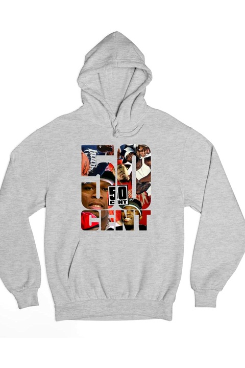 Hanorac cu imaginea logo-ului rapperului de 50 de cenți, Gri