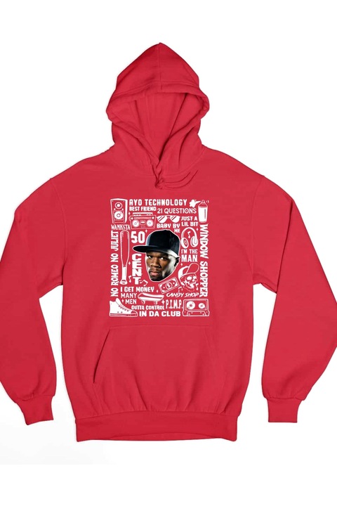 Pulover cu texte și modele de 50 de cenți, Rosu