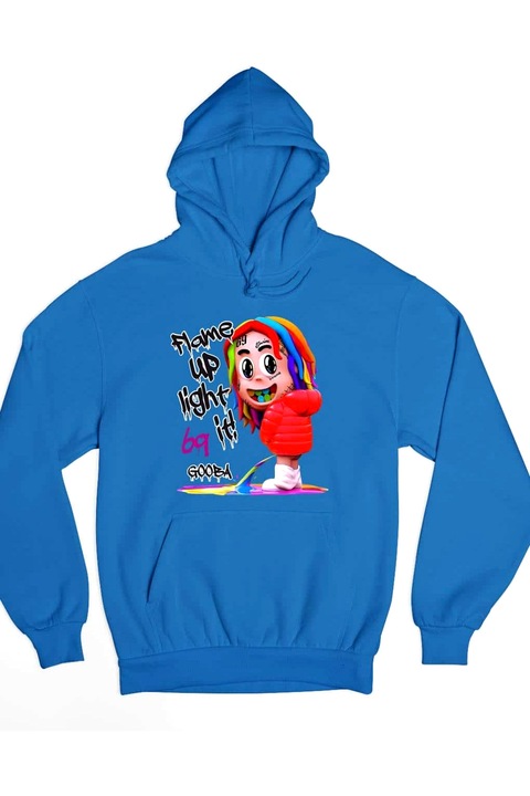 Hanorac 6ix9ine gooba flame up, Albastru royal