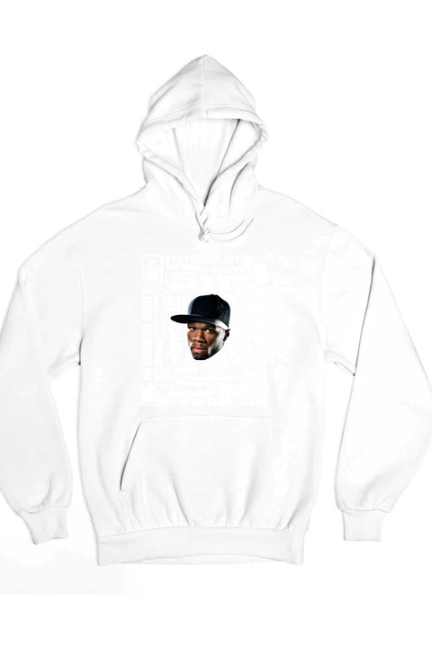 Pulover cu texte și modele de 50 de cenți, Alb