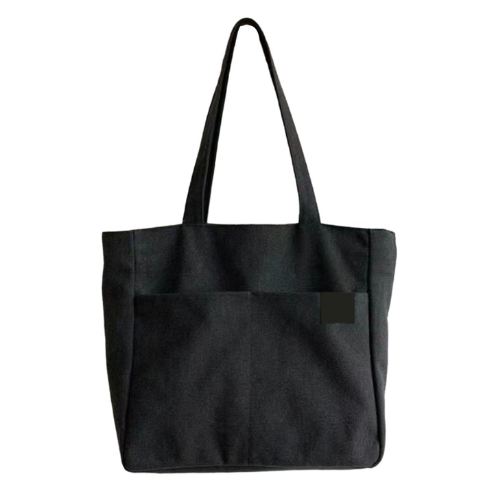 Geanta Tote, Panza, Capacitate Mare, Buzunare Frontale, Negru