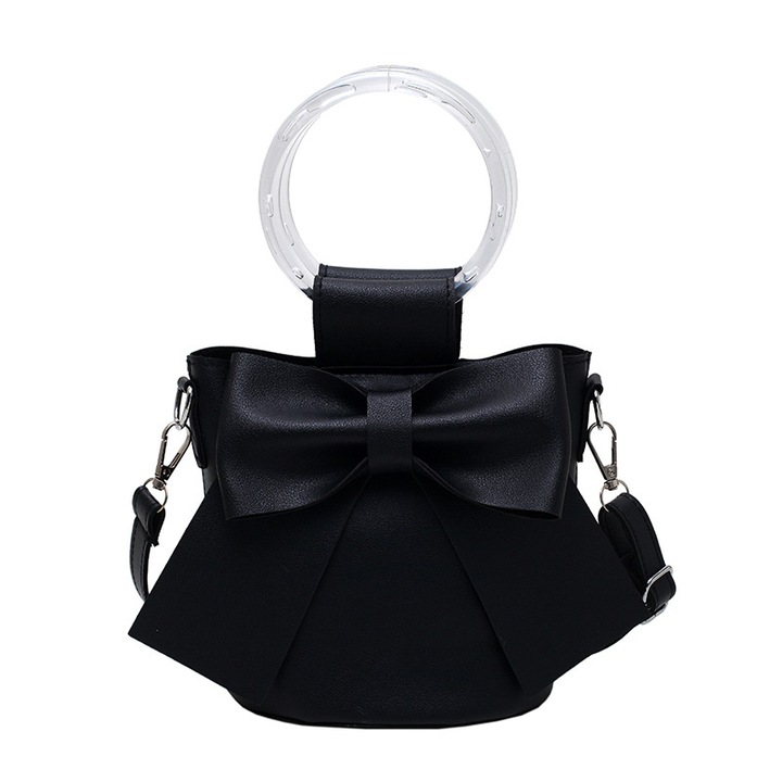 Női válltáska, Ökológiai bőr, Elegáns, Fekete