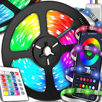 Banda LED 5 metri 5050 RGB GALAXIA®, Adeziva, Bluetooth, Aplicatie Telefon, Telecomanda, Mod Muzica, Timer