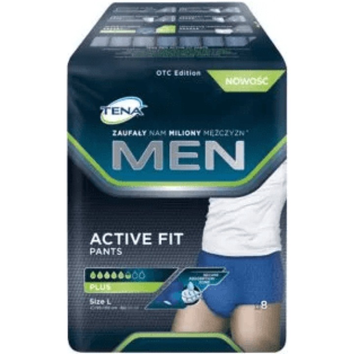 Абсорбиращи бикини Tena Men Active Fit, размер L, 95-130 см, гранат, комплект 8 бр.