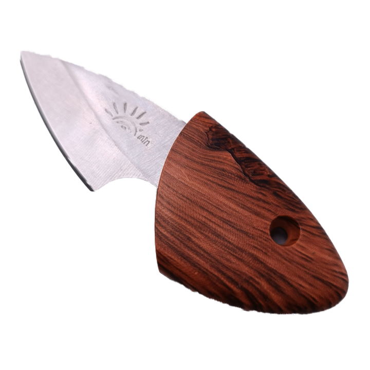 Mini Cutit cu Teaca din Lemn, Agatatoare, Lama Otel Inoxidabil, 10 cm, Maro, Dalimag