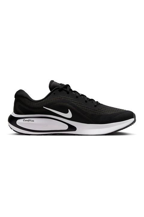 Nike, Pantofi Journey din plasa cu logo pentru alergare, Alb, Negru, Gri antracit, 11.5