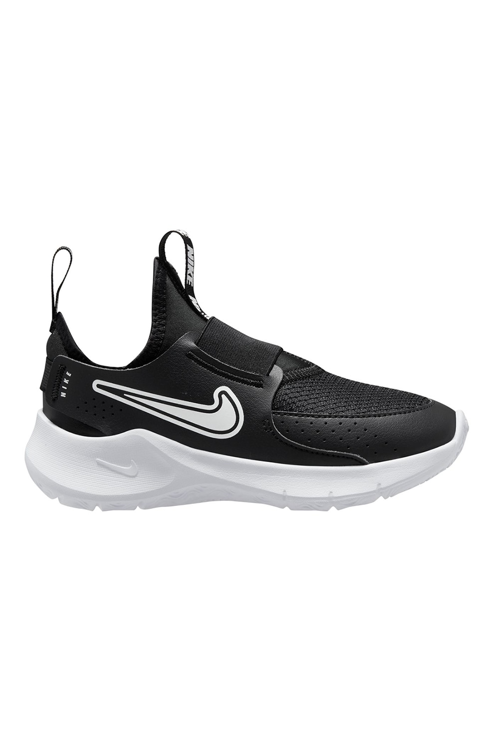Nike, Pantofi slip-on cu garnituri din piele Flex Runner 3, Negru, Alb optic, 28 EU