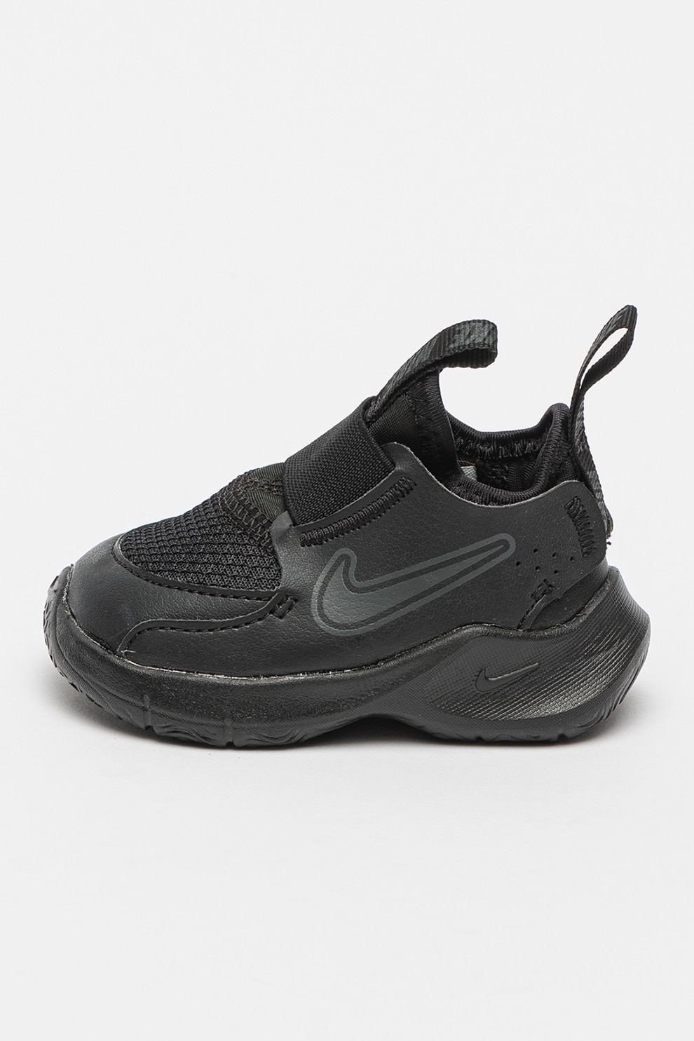 Nike, Pantofi sport slip-on cu imprimeu logo Flex Runner 3, Negru, 17 EU