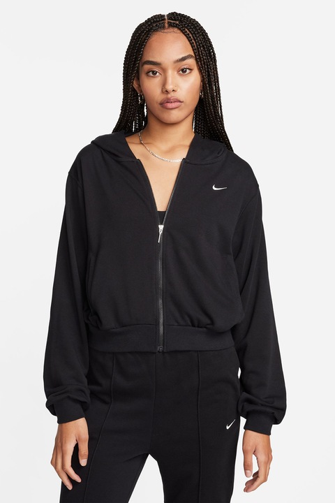 Nike, Худи с памук с цип, Черен