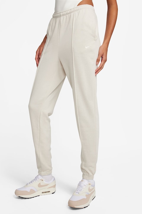 Nike, Спортен панталон с памук с висока талия, Мръснобял