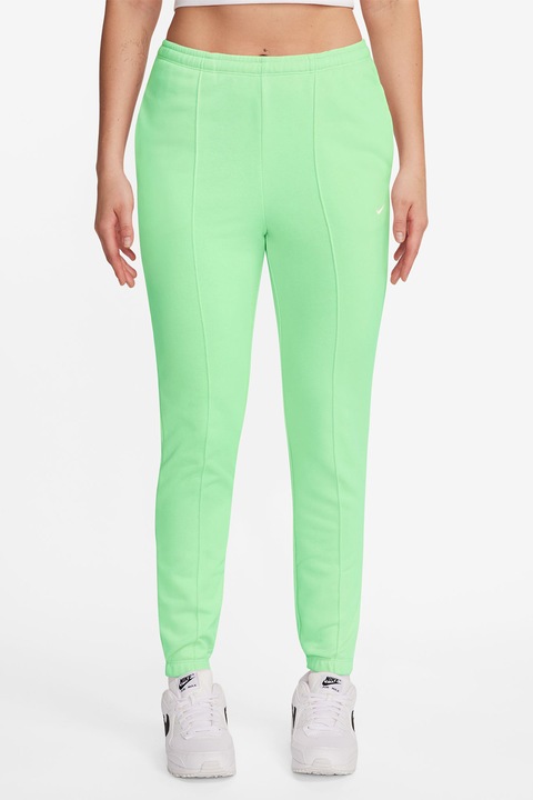 Nike, Спортен панталон с памук с висока талия, Светлозелен