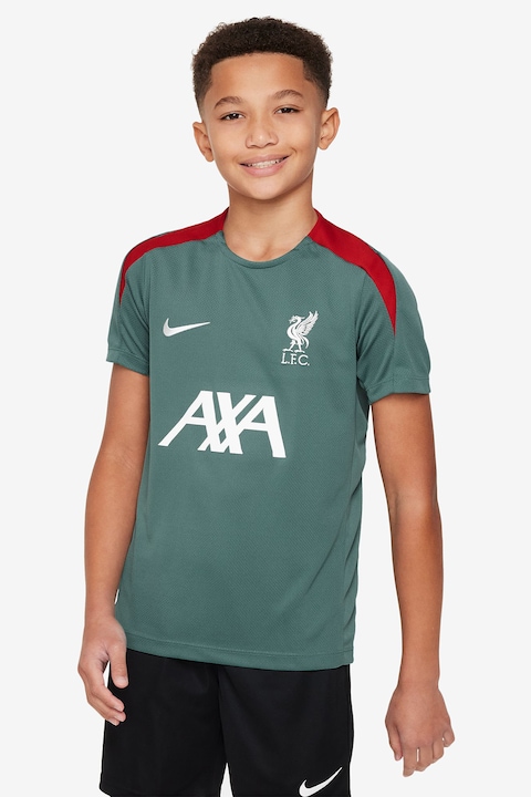 Nike, Унисекс футболна тениска LFC с лого и контрасти, Червен/Персийско зелено