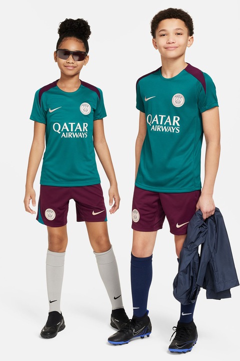 Nike, Унисекс футболна тениска PSG с лого и контрасти, Червен/Персийско зелено