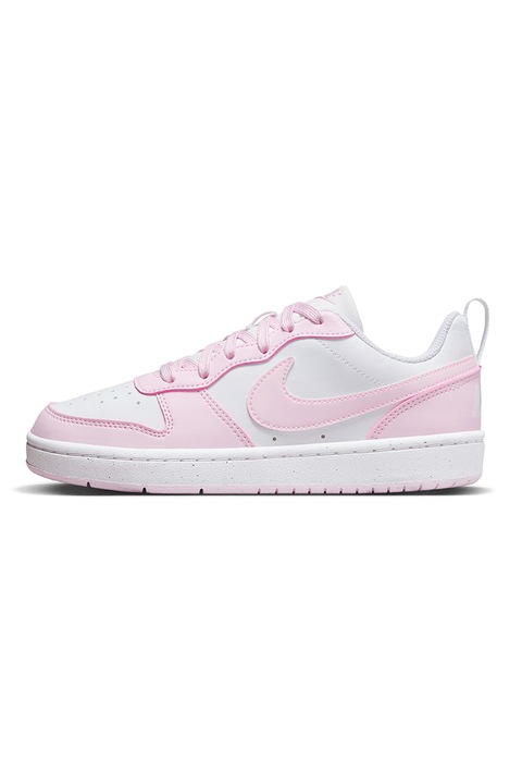 Nike, Спортни обувки Court Borough от еко кожа, Бял/Розово