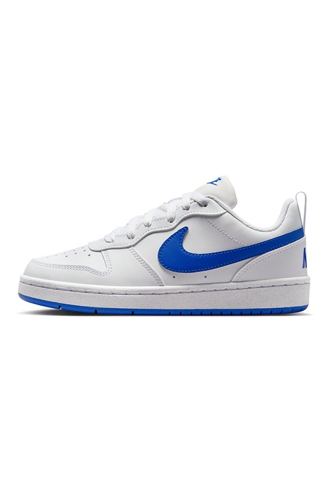 Nike, Спортни обувки Court Borough от еко кожа, Бял/Кралско Синьо