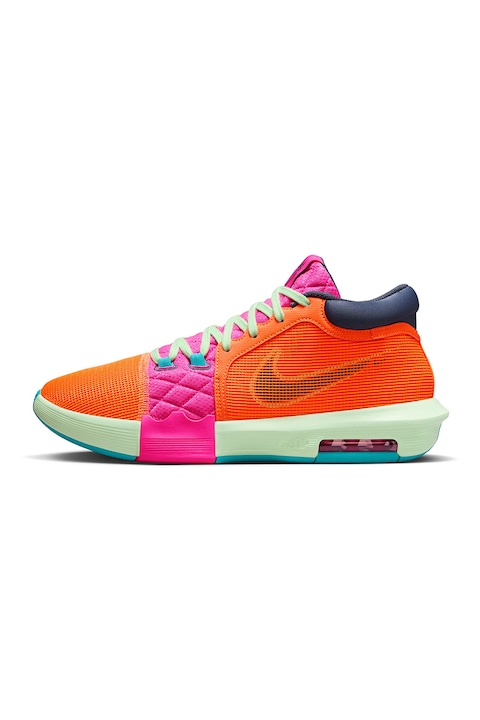 Nike, Pantofi cu brant moale, pentru baschet LeBron Witness VIII, Fucsia/Portocaliu mandarina