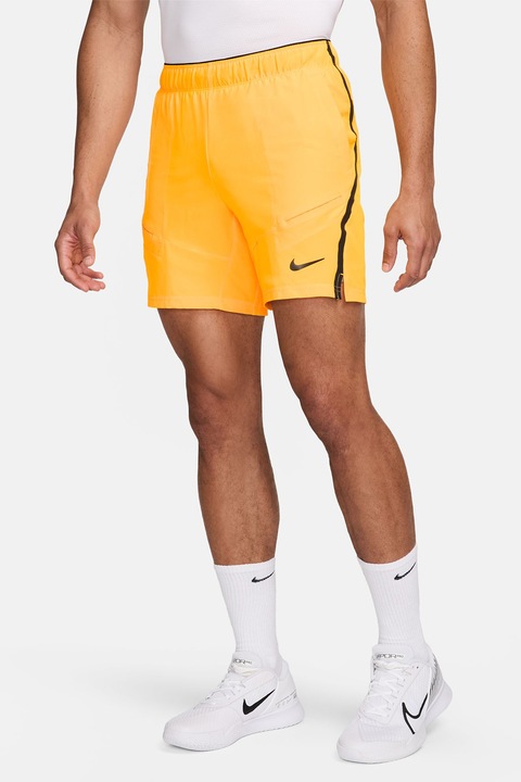 Nike, Тенис шорти с Dri Fit и връзка, Черен/Оранжев, M