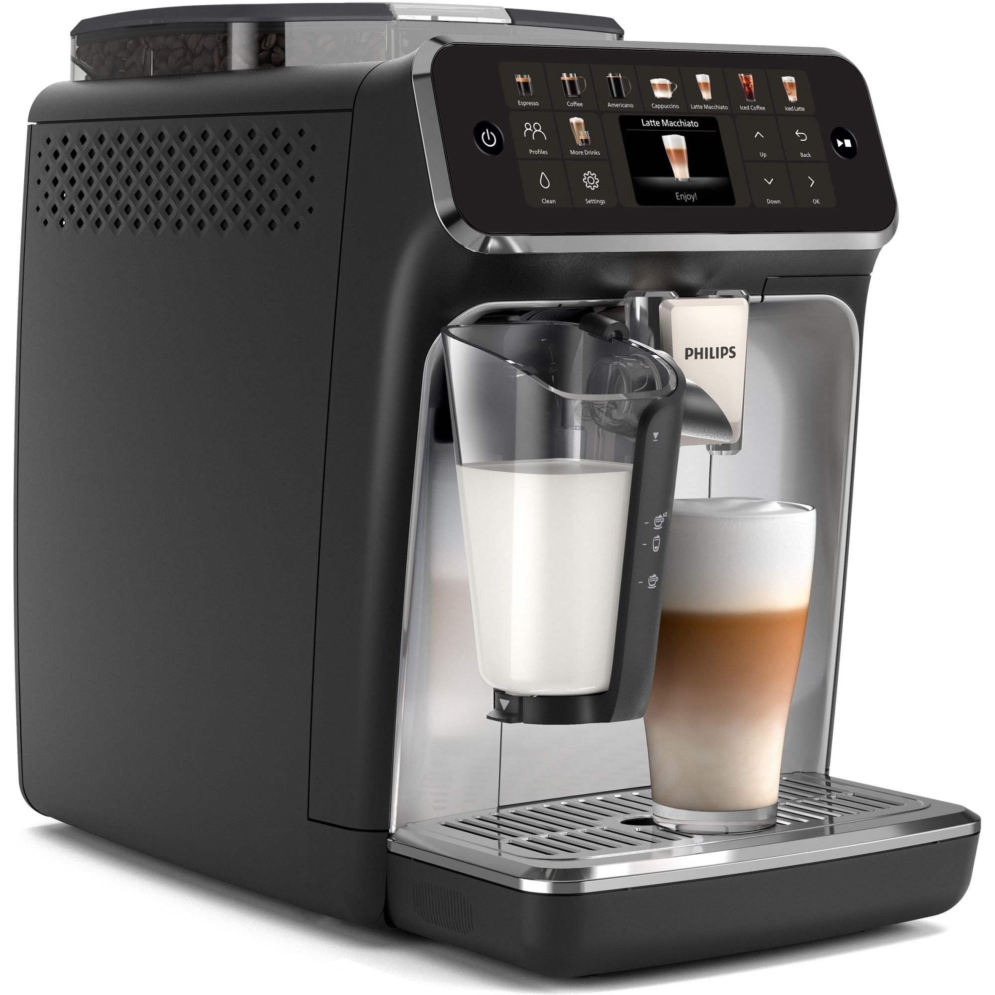 Espressor automat Philips EP5546/70 seria 5500, presiune 15 bari, solutie de lapte LatteGO, 20 tipuri de bauturi, ecran tactil , Tehnologie noua SilentBrew-preparare silentioasa, r