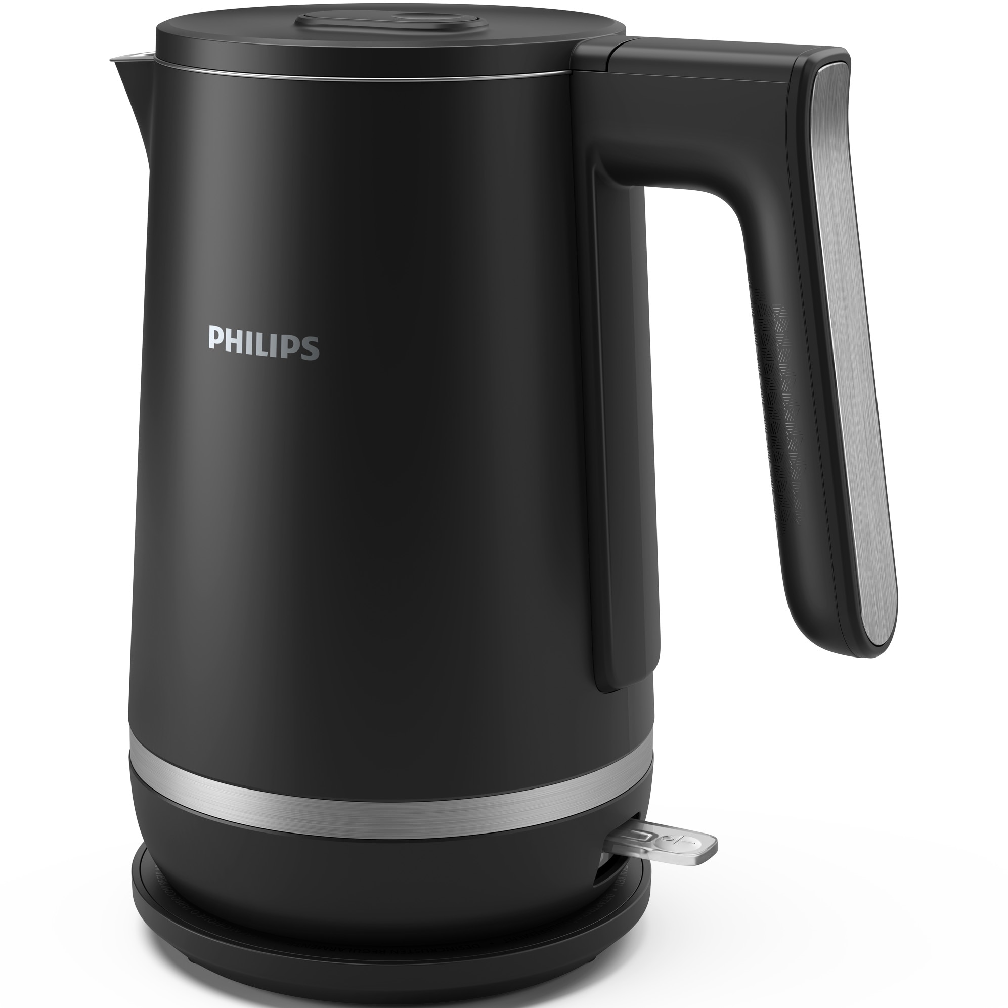 Fierbator cu perete dublu Philips HD9395/90 seria 5000, Capacitate de 1,7 l, Otel inoxidabil, Baza la 360 de grade, Capac cu eliberare cu arc, Protectie impotriva incalzirii in gol
