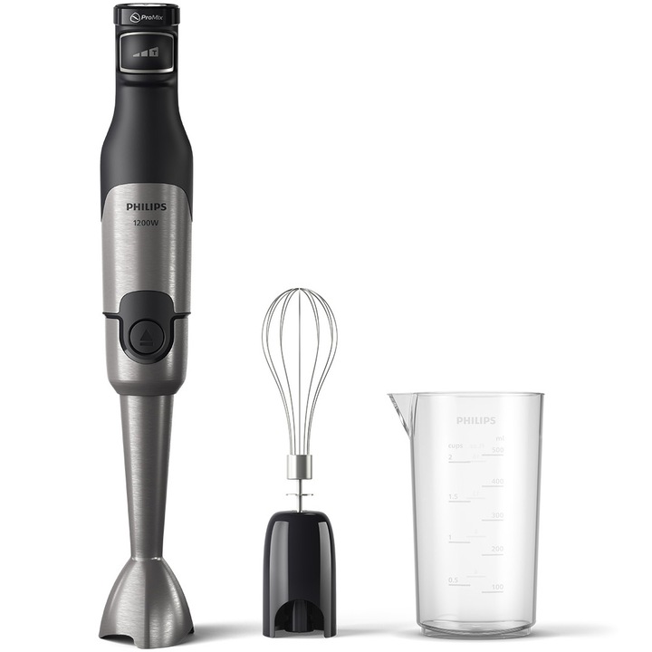 Пасатор Philips HR2682/00 Серия 5000, 1200 W, Технология SpeedTouch, Предпазител срещу пръски на острието, LED индикатор за скоростта, Аксесоар тел, Черен/Сребрист