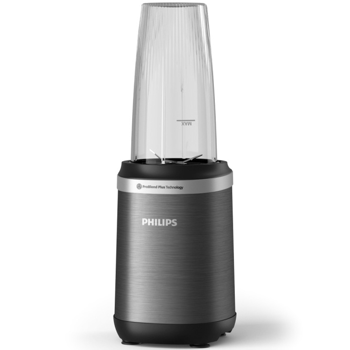 Blender Philips HR2766/00 Seria 5000, 800 W, Tehnologia si lame ProBlend Plus, Lame detasabile, Pahar de 700 ml cu capac, Design compact, negru/argintiu
