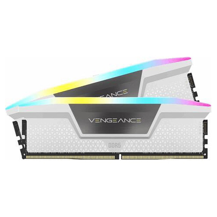 Оперативна памет CORSAIR DDR5 6000MHz 32GB (2x16GB) XMP VENGEANCE RGB RAM, Бял