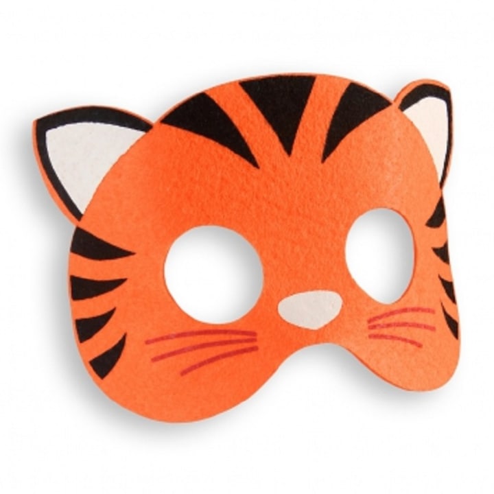 Masca model tigru, cu elastic la spate, portocaliu cu negru, marime universala