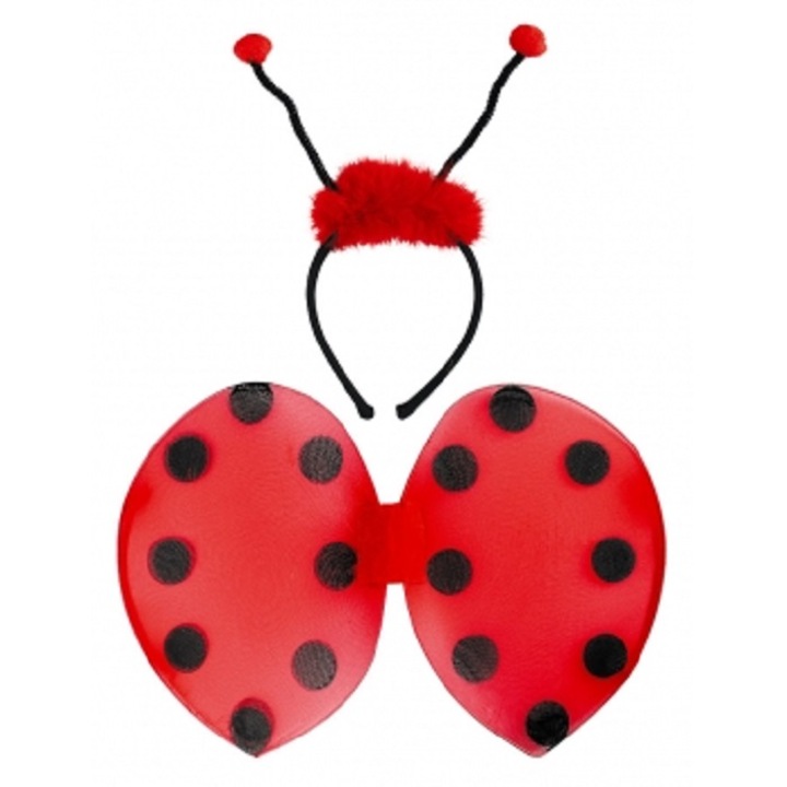 Accesorii buburuza, antene si aripi, rosii cu buline negre, marime universala