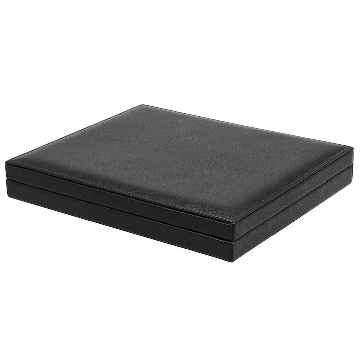 Bőrszálas doboz érmék tárolására, Széf Albumok, Nova DeLuxe 63680, kék bársonytálca 27 különböző méretű nyílással