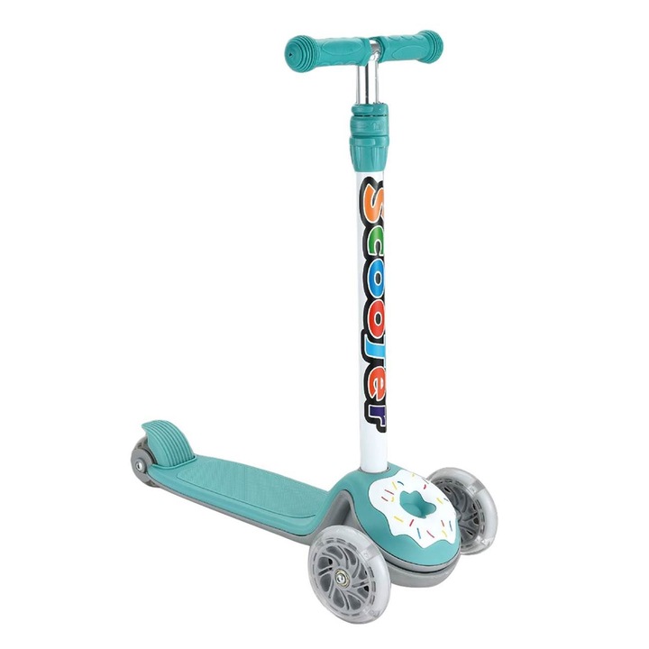 Világoszöld 3D fánk robogó LED-es kerekekkel