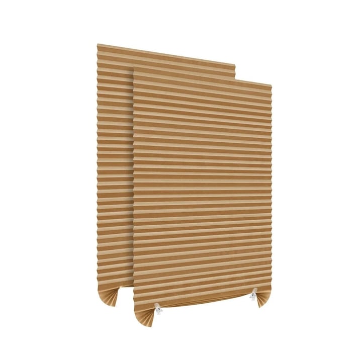 Jaluzea Pliabila pentru Geamuri si Ferestre cu Sistem de Montaj si Prindere Autoadeziv Inclus, Material PVC Premium, Dimensiune 150 x 60 cm, Set 2 Bucati, Crem, Garami Shop®