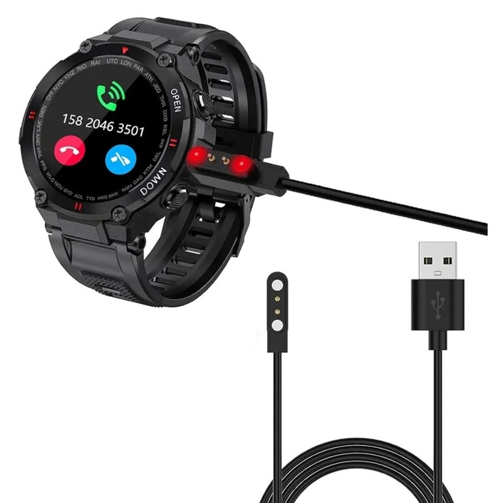 Cablu de incarcare MULLER, Magnet Plug 2 pini, compatibil cu smartwatch K22, GK22, K27, GK27, K28