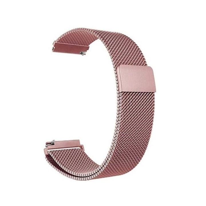 PHN Mag® fém szíj mágneses csattal, amely kompatibilis az Amazfit BIP okosórával, Samsung Galaxy Active, Gear S2, Galaxy Watch, 20 mm, gyorskioldó, rózsaszín