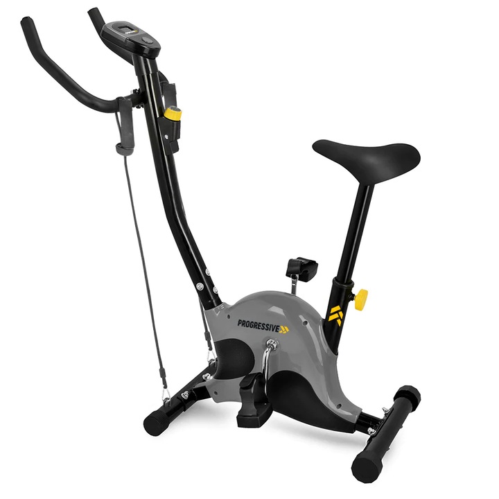 Bicicleta fitness mecanica cu corzi PROGRESSIVE BM1000, Gri-Negru