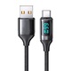 Cablu de incarcare si transfer date, USB A la USB Type-C, PD, 66W, Digital Display, Fast charge, 1.2m lungime, Negru
