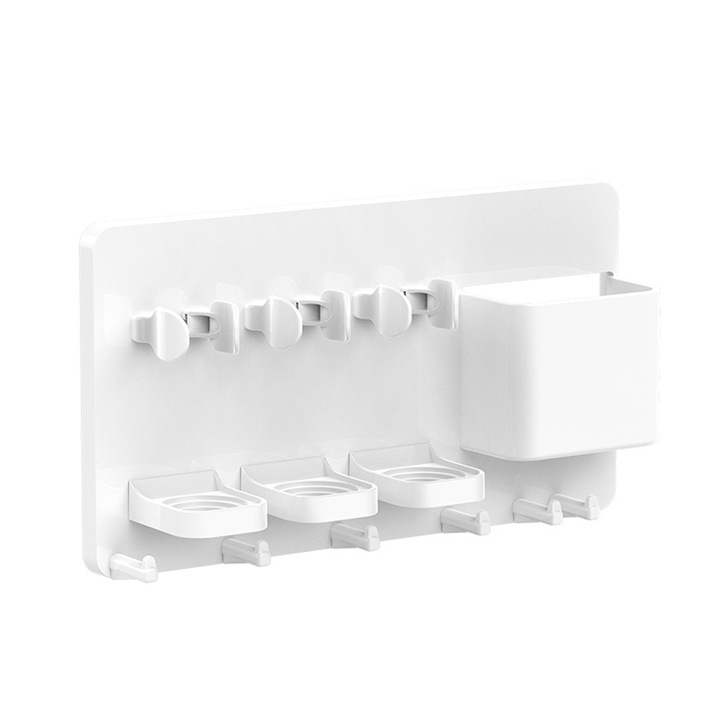 Állvány elektromos fogkefékhez, Nybgyy®, falra szerelhető 3M dupla ragasztóval, ABS, fehér színű