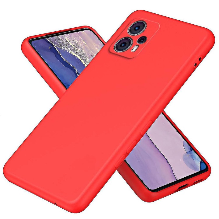 Husa BestCase® Premium Silicon, Compatibila Cu Motorola Moto G13 / Moto G23, 1.2MM Slim, Microfibra in interior, Antisoc, Rezistent la socuri, Protectie Camera, Margini ridicate pentru protectia ecranului, Rosu