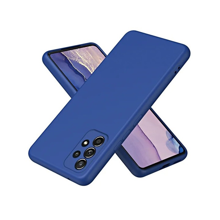 Husa Jelly Silicone Compatibil cu Samsung Galaxy A52 4G / A52 5G / A52s, Interior de microfibra, Flexibila, Albastru Inchis