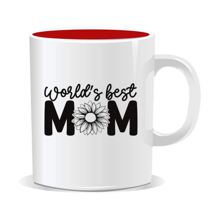 Cana personalizata pentru 1-8 Martie, Pentru mama, World's Best Mom, 330 ml, interior rosu