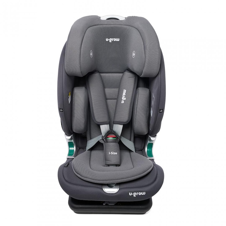 Столче за кола I-size U-Grow Goldfix Plus, isofix, 76-150 см (9-36 кг), Bluetooth тонколонка, Сив
