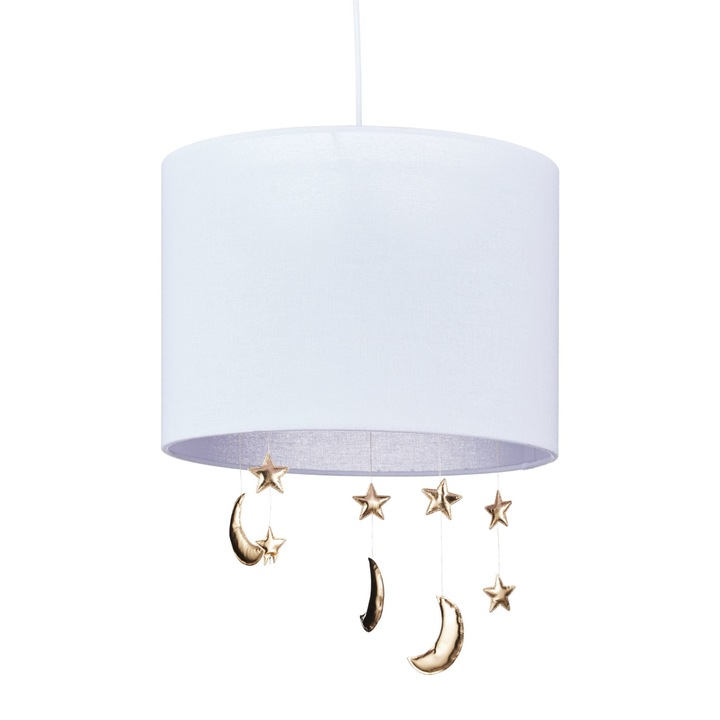 Висяща лампа с абажур за детска стая, луна и звезди, регулируема дължина на кабела, 168 х 35 см