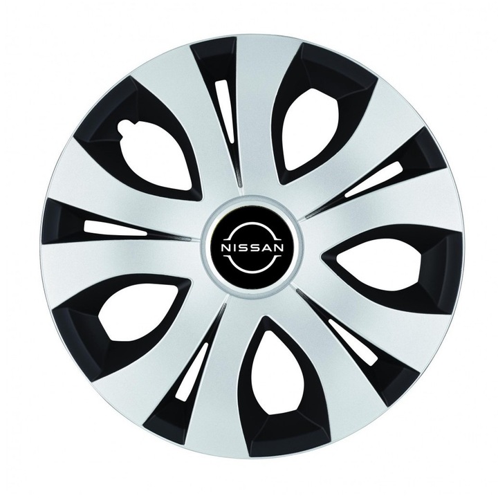 Set 4 Capace Roti Top Gri-Negru R16, Compatibil Cu Nissan Nou