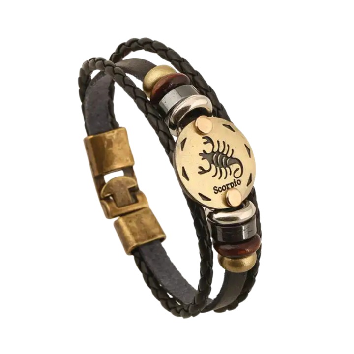 Lélek beszél bőr karkötő vintage unisex skorpió csillagjegy