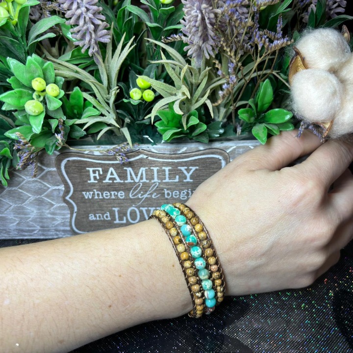 Bratara Boho Wrap din pietre naturale de Jasp Imperial